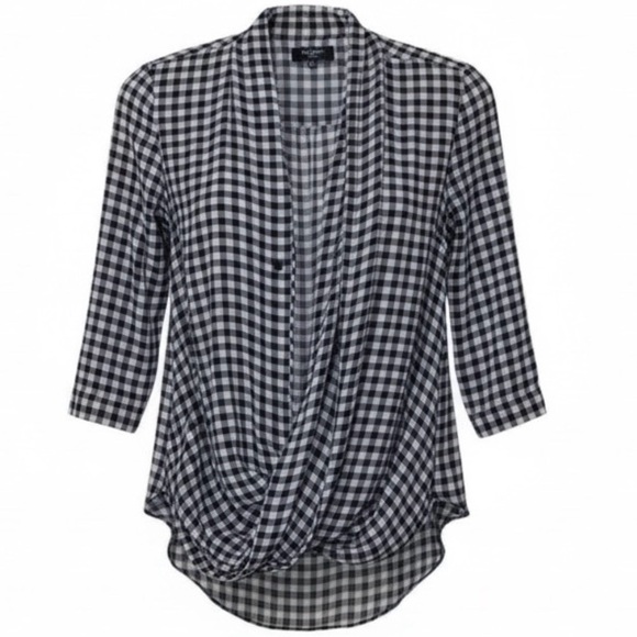 Babaton Tops - Artizia Babaton Beau Silk blouse Navy And White Gingham Print M